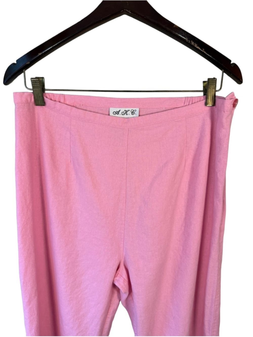 A.K.C. Pink Cropped Linen Blend Pants for Women Size L Boho Cottagecore Coastal - Picture 11 of 14